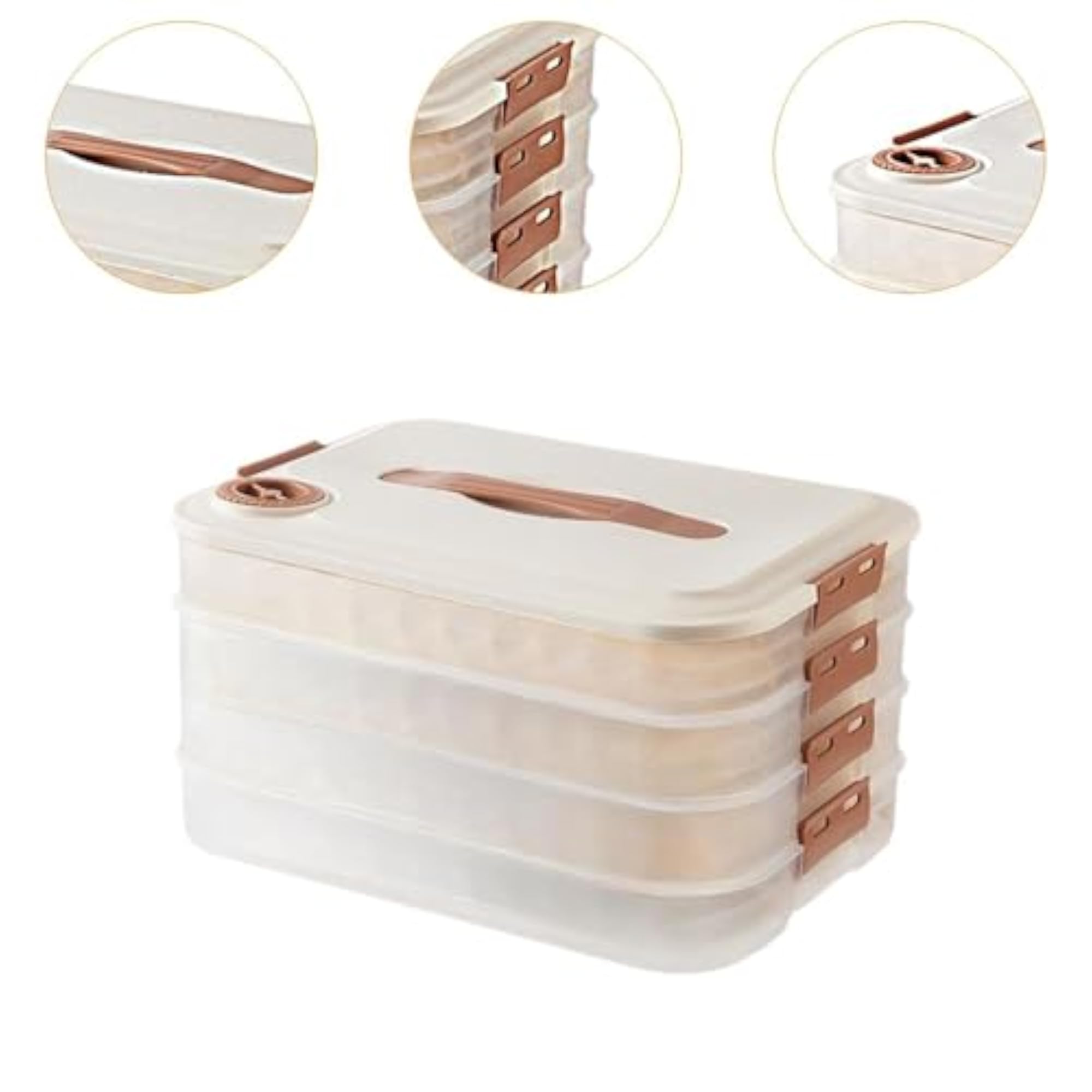 Food Storage Container with Handles and Lids, Four Layers