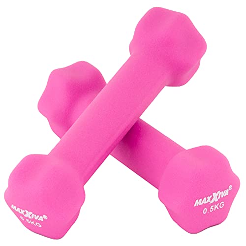 MAXXIVA Hantelset Neopren Kurzhanteln 2 x 0.5 KG Fitnesshanteln Krafttraining Workout Homegym