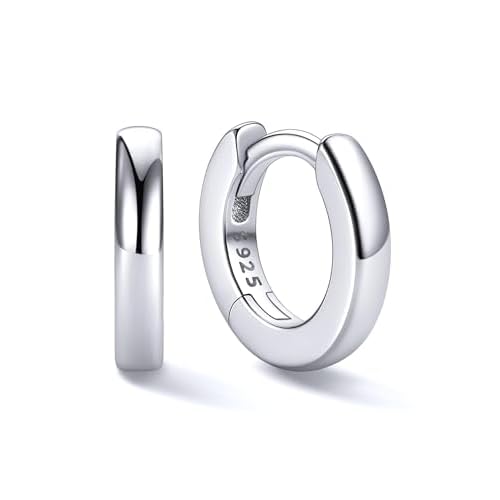 ChicSilver 925 Sterling Silver Huggie Hoop Earrings Small Hoop Earrings for Women Hypoallergenic Silver Huggie Earring Cartilage Earrings for Women (6/8/10/12/14/16/18/20MM) 6MM (cartilage) 