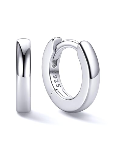 Image of ChicSilver 925 Sterling Silver Huggie Hoop Earrings Small Hoop Earrings for Women Hypoallergenic Silver Huggie Earring Cartilage Earrings for Women (6 /8 /10 /12 /14 /16 /18 /20MM)