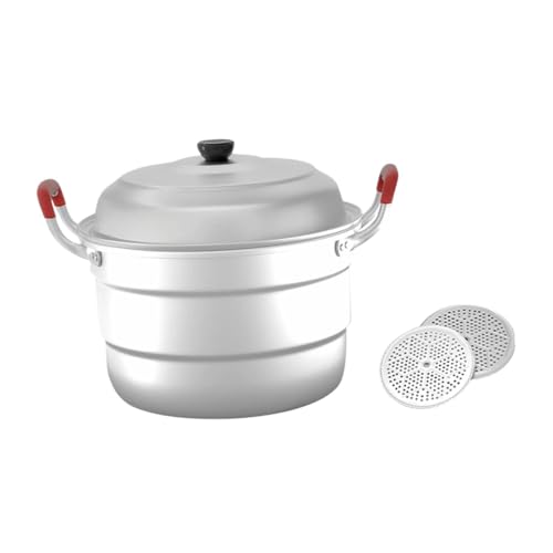 Baoblaze Steam Cooker Steam Pot Cookware Pot 2 Layer Steamer Set Steaming Pot 2 Tier Food Steamer for Cooking for Food Baozi Vegetable, 30cm
