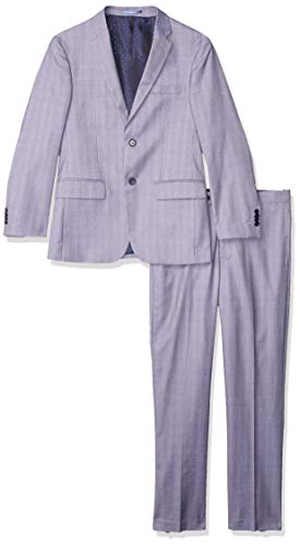 Kitonet Men's 2-Piece Box Check Slim Fit Suit, Sky Blue, 36S