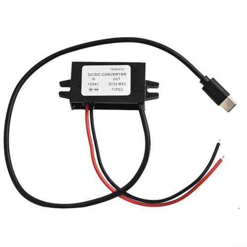 Besttoolifes Convertidor DC-DC de 12 V/24 V a 5 V USB C 5 A 25 W módulo reductor adaptador de carga de alimentación, IP68 impermeable, para navegadores de cámaras de salpicadero de coche