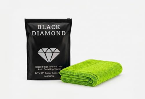 Automotive Detailing Twisted Loop Car Drying Towel, 1400GSM, 36"x24", Streak Free, Lint Free, Reusable, Microfiber Cleaning Cloth for Car, Truck, SUV, Lime Green