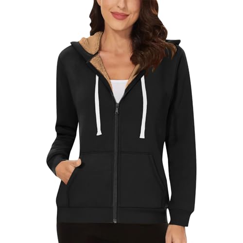 Chaqueta de peluche para mujer, chaqueta de forro polar forrada cálida, chaqueta de forro polar con capucha, monocolor, acolchada, chaqueta de invierno, chaqueta de invierno, sudadera con capucha