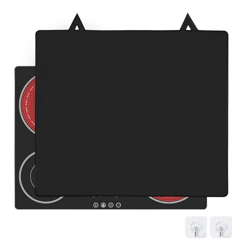 Alfombrilla para placa de cocina de inducción, 62 x 53 cm, cubierta de placa de inducción, cubierta de la placa de cocción eléctrica, alfombrillas protectoras para estufa de cristal con revestimiento