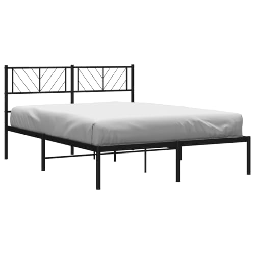 Bettgestell mit Kopfteil Metallbett Bed Frame Bettgestell Bettrahmen Kopfteil Bett Tagesbett Metall Schwarz 150x200 cm - 372181 – Bild 4