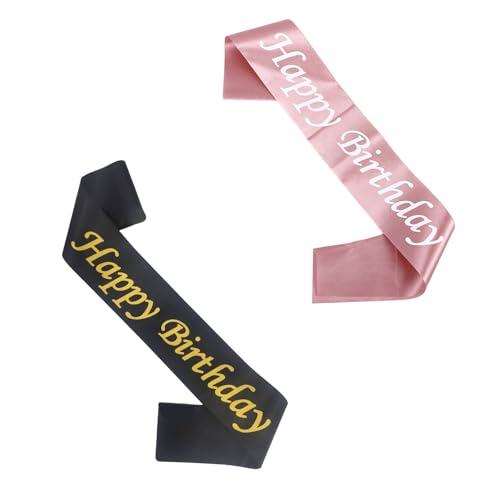 VGRDTW Rose Gold & Black Birthday Sash for Women & Girls - 2Pcs Satin Sashes, Durable Party Decoration with Elegant Lettering for Happy Birthday Accessories, Events & Photo Props