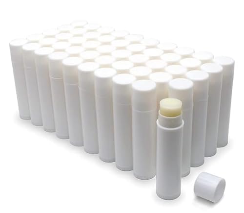 Natural Lip Balm Bulk, Customizable, 50 Pack, Vanilla | Add Your Own Labels For Party Favors, Gift Baskets, Business Branding, or Weddings. For Men, Women, and Children