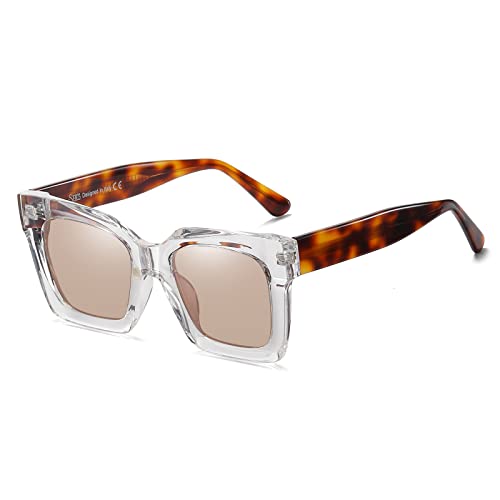 Shes Gafas De Sol Cuadradas Vintage Para Mujer, Gafas De Sol Rectangulares Retro Con Protección Uv400, Sombras Grandes De Moda Sh1017, Blanco Transparente Shes Gafas De Sol Cuadradas Vintage Para Mujer, Gafas De Sol Rectangulares Retro Con Protección Uv400, Sombras Grandes De Moda Sh1017, Blanco Transparente