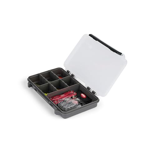Image of Plano StowAway 3600 50 /50 Split Stow Tackle Box with Corrosion-Preventive Rustricor, Single Latch Design, Transparent DuraView Lid, Stackable Storage for Fishing Bait, Lures and Gear