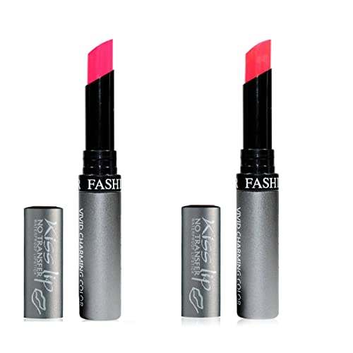Image of Fashion Colour Kiss Lip No Transfer Lipstick, Waterproof, Smudgeproof, Long Lasting Combo (Barbie Pink & Soft Red)