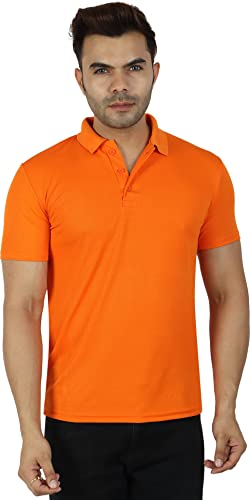 Image of Regular Fit Solid Men Polo Neck Collar T-Shirt Pack of 1 Orange