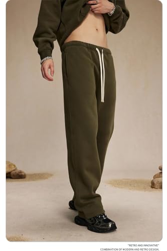 Men’s 350G Wool Pants Thick Straight Leg Sports Pants Casual Loose Jogging Pants with Fleece Insulation4
