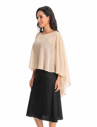 Image of Baoqiya Chiffon Capes Sheer Capelets Long Cape Poncho For Women Plus Size