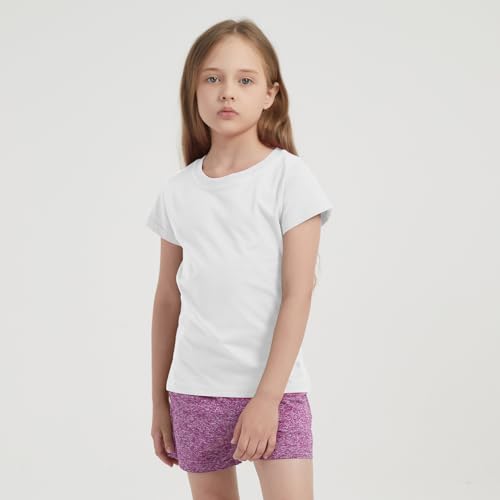 5 Pack Girls/Toddlers Cotton T-Shirts Crewneck Short Sleeve Summer Tops Kids Clothes Tees（2T-14Y）4