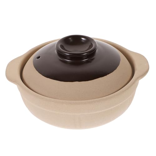 VANZACK Olla de Barro sin Esmaltar para Cocina Doméstica Resistente al Calor Cazuela de Barro con Tapa para Guisos y Sopas Ahorro de Energía y Uso Seguro Fogones Tradicionales