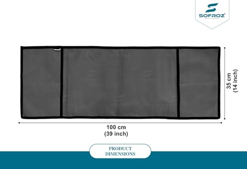 Image of Microwave Oven Cover for Durable, Waterproof and Dustproof Kitchen Protector with 4 Side Storage Pockets for Kitchen Accessories (100 x 35 cm) (Grey)