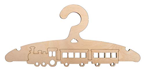 Rayher 62974505 Kid's Wooden Coat Hanger with Train Design, Natural Wood for Painting and Decorating, 19.8x14 cm