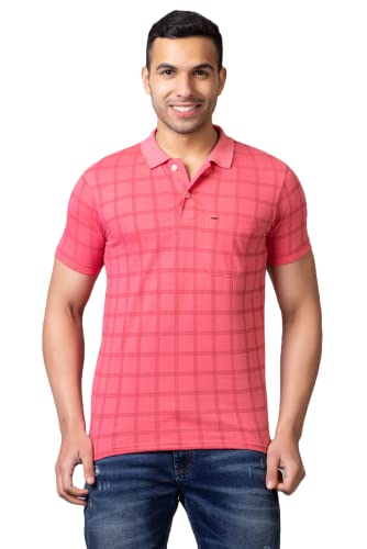 Image of PRORIDERS Half Sleeve 100% Pure Cotton Fabric Collared Regular Fit Men's Polo Checkered Tshirt with Pocket for Casual wear