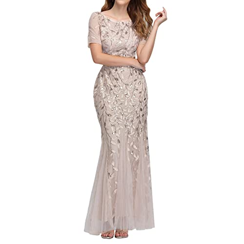 Abendkleider Elegant Für Hochzeit Kleider Festliches Partykleid Pailletten Abschlussball Kleid Meerjungfrau Maxi Cocktailkleid Damen...