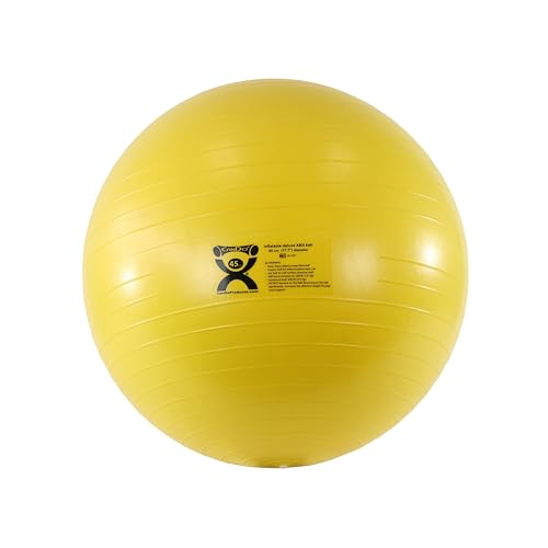 CanDo Inflatable Exercise Ball – Yellow 17.7″, Durable Extra Thick Non-Slip Stability Ball for Core Workouts, Yoga, Pilates, Active Seating, Physical Therapy, Pregnancy, Home Gym, Flexibility