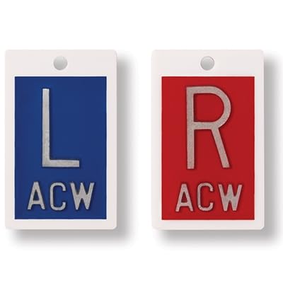 X-Ray Markers (Plastic) - Blue/Red, Left & Right Set, 1" Lead Letters "L" & "R"