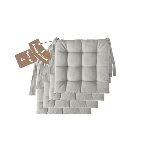 Il Tuo Artigiano Design Lot de 4 ou 6 Coussins pour chaises de Cuisine fabriqués en Italie, Coussins de Chaise de Cuisine 40x40 cm d'épaisseur 6 cm,...