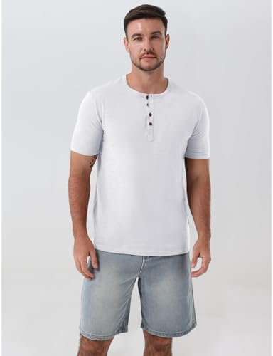 Men's Stretchy Short Sleeve Slim Fit Henley T-Shirt Casual Cotton 4 Buttons Tee Shirts2