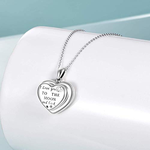 ONEFINITY Locket Necklace Sterling Sliver I Love You to The Moon and Back Locket Pendant Butterfly/Sunflower/Lotus/4 Photo Locket/Tree of life/Giraffe Gift for Women Men4