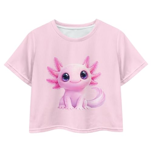 Image of Girls Fashion Crewneck Tee Shirts Casual Short Sleeve Crop Top Summer Outfits 5-14 Year