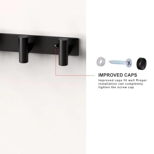 Image of PMMASTO Coat Rack Wall Mounted, 5 inchT Shaped Wall Hooks for Hanging, Heavy Duty Stainless Steel Coat Hook Rail for Hat Towel Robes in Bathroom Kitchen Mudroom Entryway (Black, 2 Pack)