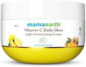 Mamaearth Vitamin C Daily Glow Light Moisturizing Cream with Turmeric & Vitamin C for Skin Brightening - 50 g | 24 Hrs Long-lasting Moisturization | For Face, Hand & Body | Non-Greasy & Quick Absorbing