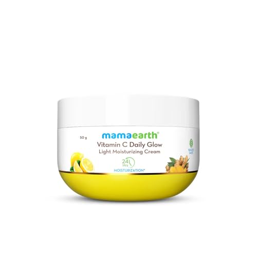 Mamaearth Vitamin C Daily Glow Light Moisturizing Cream with Turmeric & Vitamin C for Skin Brightening - 50 g | 24 Hrs Long-lasting Moisturization | For Face, Hand & Body | Non-Greasy & Quick Absorbing