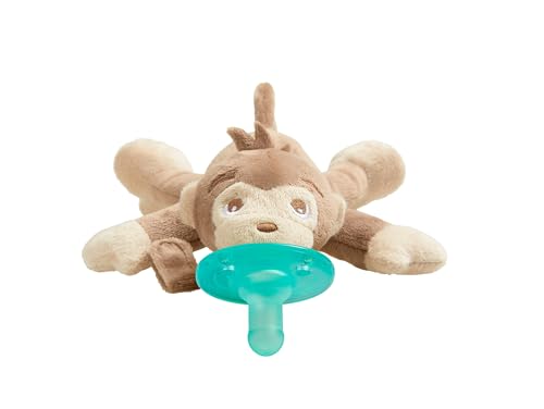 Philips AVENT Soothie Snuggle Pacifier Holder with Detachable Pacifier, 0m+, Monkey, SCF347/02