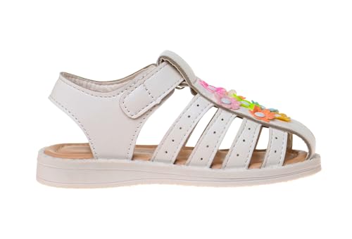 Image of Laura Ashley Princess Girl Rainbow Sandals Summer Glitter Strap Closed Toe Sandals Flats for Girls Size 6-10 Toddler 11-12 Little Kid