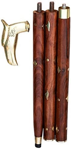 Handcrafted Eagle shape 3 removable parts golden top of eagle shape ideal for old age trekking and fancy parties 36 Inches long sturdy