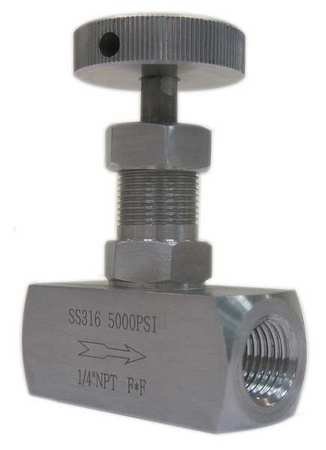 Needle Valve, 1/4 In NPT, 5000 psi, SS