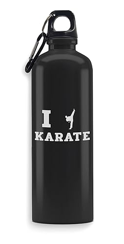 Wasserflasche mit Gravur "I Love Karate", Edelstahl, auslaufsicher, große Kapazität