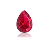 Gryrigns Pear Shape Loose Synthetic Ruby Stone Polished Teardrop Red Corundum Gemstone Machine-Cut F