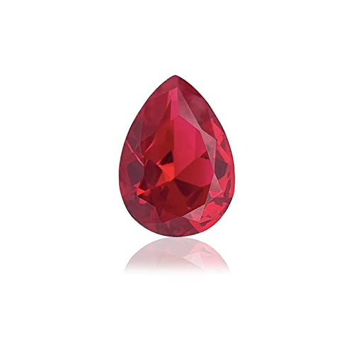 Gryrigns Pear Shape Loose Synthetic Ruby Stone Polished Teardrop Red Corundum Gemstone Machine-Cut Faceted 3A Vvs (12.8Cts, 18X13Mm, 1Pcs) #TOP6