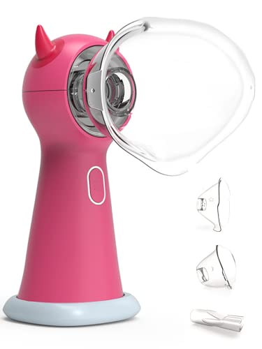 Wiederaufladbarer Inhalator Vernebler, Inhalationsgerät tragbares Vernebler Set mit Mundstück und Maske für Kinder und Erwachsene, Inhaliergerät für Atemwegserkrankungen(Rosa) Cover