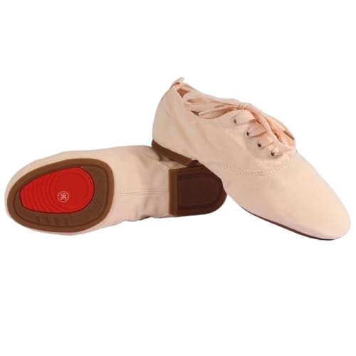 TRRYUIP Zapatos Baile Hombre Zapatos de Ballet for niños, Zapatos Lona for, Baile for Hombres y Mujeres, Calzado Entrenamiento Yoga, Jazz Moderno Latino Tango(Pink Rubber Sole,38)