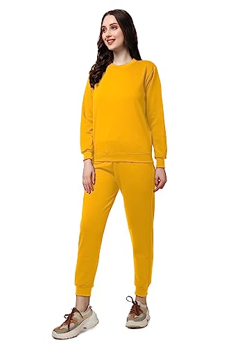 Image of Women's Full Sleeves Round Neck Winter wear Casual Fit Sweatshirt and Jogger Set Cotton Stretchable Comfort Fit and Warm for Cold Season for Everyday Winter Season Wear