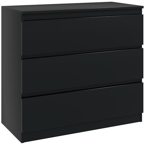 HOMCOM Commode 3 tiroirs, Meuble de Rangement étroit sans poignées, chiffonnier, Style Moderne, Commode pour Chambre à Coucher, Salon, Couloir, 80 x 39 x 73...