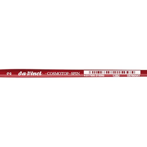Image of da Vinci Watercolor Series 1280 CosmoTop Spin Paint Brush, Medium Needle-Sharp Liner Synthetic with Red Handle, Size 2