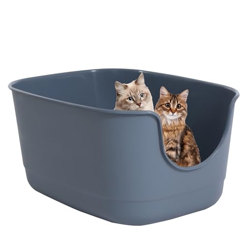 Suhaco High Sided Jumbo Cat Litter Tray Anti Splash Open Top Cat Litter Box 61 x 48 x 31 cm Extra Deep Large Cat Litter Trays for Multi Cats Toilet Low Entry (Grey) Suhaco High Sided Jumbo Cat Litter Tray Anti Splash Open Top Cat Litter Box 61 x 48 x 31 cm Extra Deep Large Cat Litter Trays for Multi Cats Toilet Low Entry (Grey)