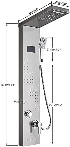 Sistema de Ducha, Panel de Ducha LED de Acero Inoxidable, Torre de Lluvia, Sistema de Boquillas de Masaje de Cascada, Columna de Ducha Mezcladora - Negro 9001, Níquel Cepillado 8013 (Negro 8011) (Níquel Cepillado 8012) miniatura 3