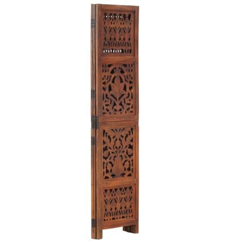 Cloison de séparation 3 panneaux marron 120x165 cm en bois de manguier - 3