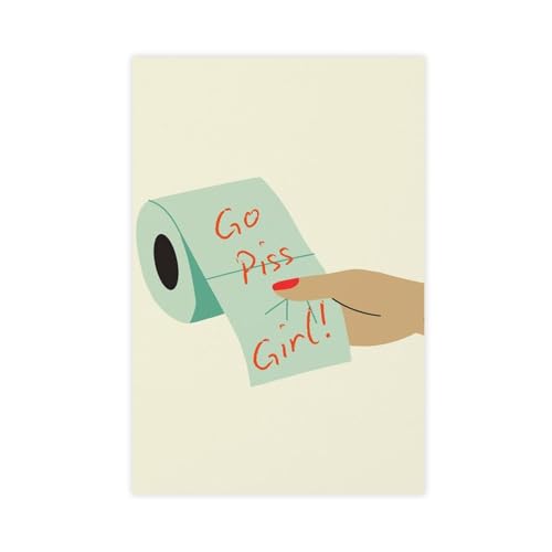 Peinture salle de bain Go Pee Girl decoration murale amusante grand format 50x76 cm